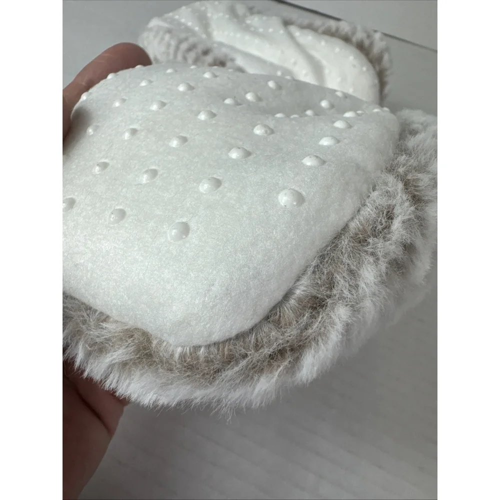 Auden Women's 0775 M/L 8-12 Faux Fur Slipper Socks‎ Tan Gripper Bottom NWT